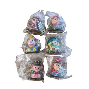 Lot of 6 Vintage Jasco Christmas Tree Swings‎ Ornaments 3" Santa Pig Clown NEW